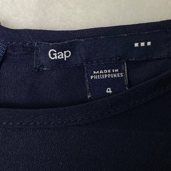 Gap Women Navy Pink Layered Color Block Polka Dots Print Shift Dress Size 4 - Picture 2 of 9